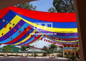Dù che sân trường chữ nhật 2 mái