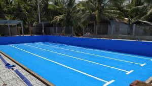 hồ bơi âm lót bạt nhựa PVC