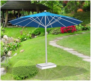 ô dù chính tâm tròn 1 tầng màu xanh cho khu biệt thự