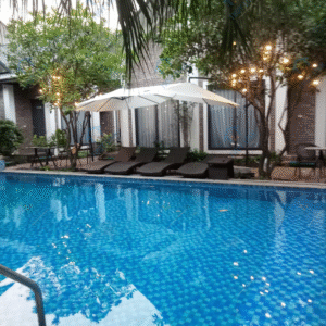 Ô Lệch Tâm Tròn 2.5m Màu Trắng Kem