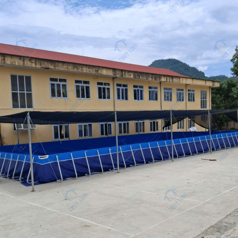 bể bơi khung kim loại trường học